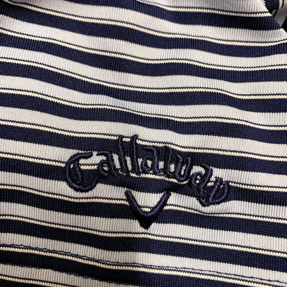 Callaway Polo Shirt Mens Large Blue White Striped Opti-Dri Performance Golf Top - Picture 7 of 9